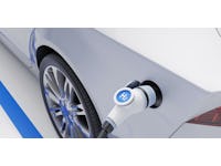 Hydrogen fuel car charging station white color visual concept design. 3d Illustration