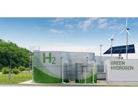 Green Hydrogen factory concept. Hydrogen production from renewable energy sources